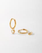 Edge of Ember Solid Gold Heart White Sapphire Hoop Earrings