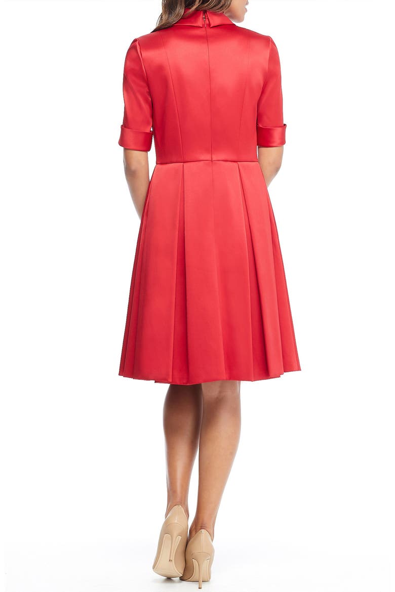 Ruby Royal Satin Asymmetrical Collar Dress, Alternate, color, RUBY