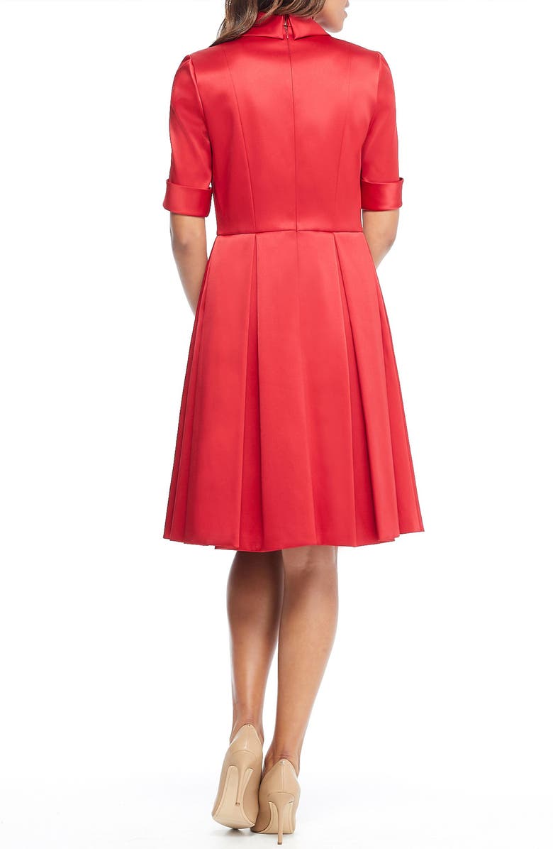 Gal Meets Glam Collection Ruby Royal Satin Asymmetrical Collar Dress, Alternate, color, 