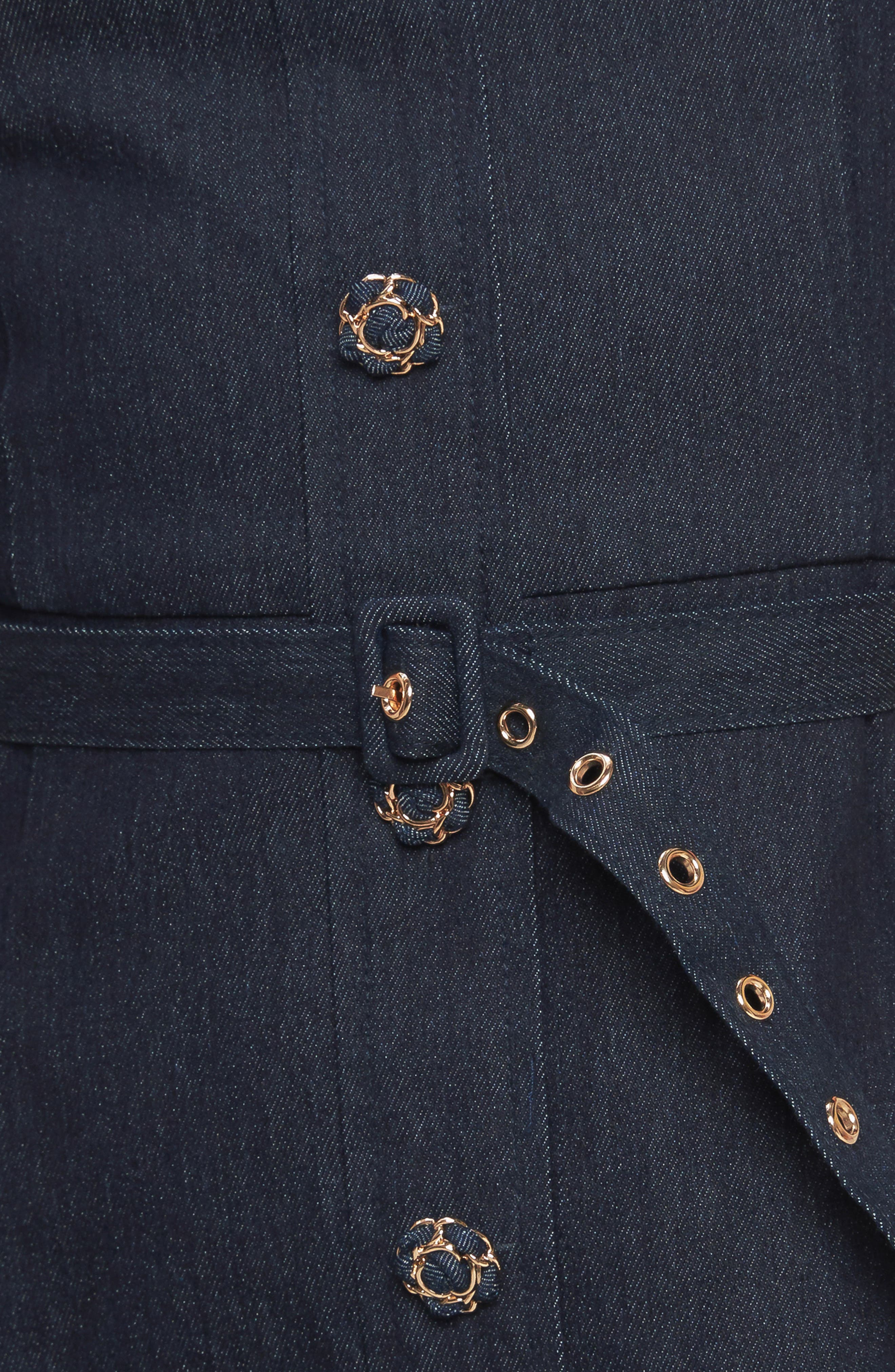 Puff Shoulder Denim Minidress - image 2