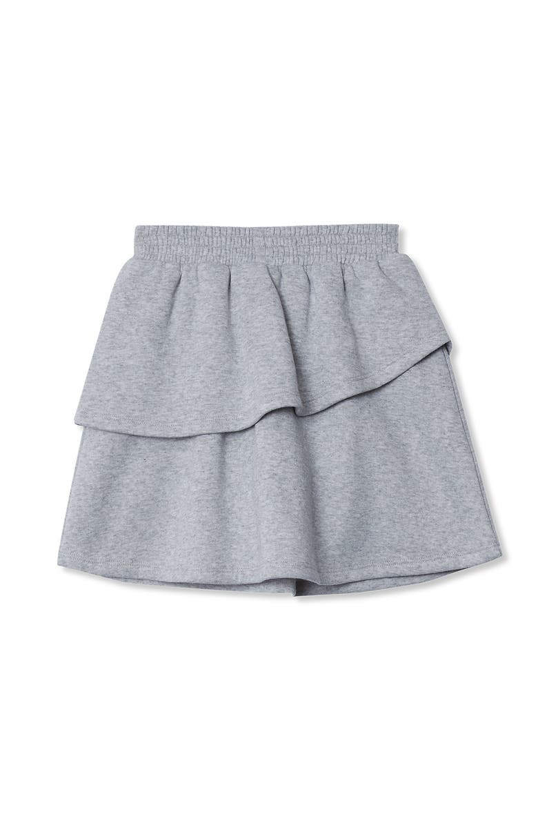 Lands' End Girls Tiered Fleece Skort, Alternate, color, Gray Heather