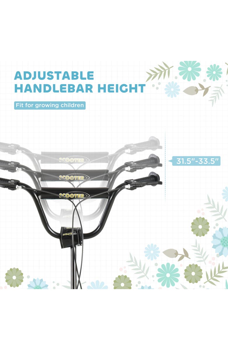 Aosom Youth Scooter with Dual Brakes, Inflatable Front Wheel, Alternate, color, Black