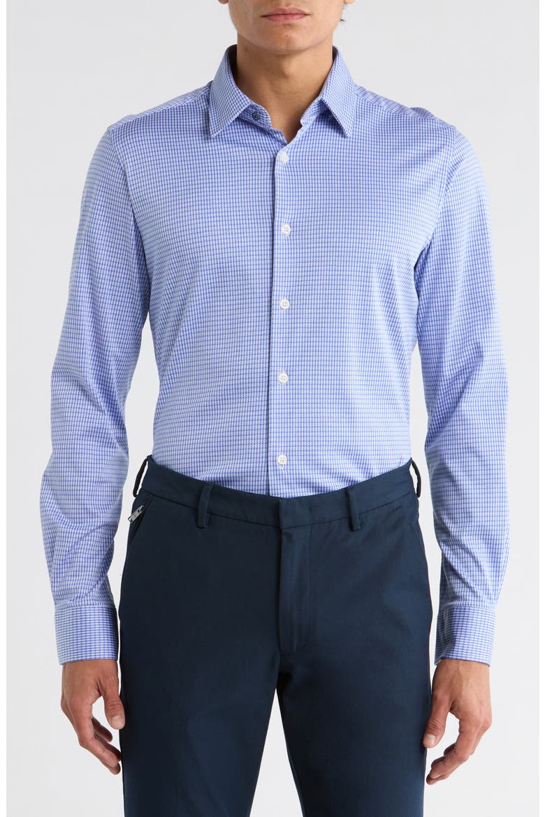 Slim Fit Houndstooth Dress Shirt, Main, color, NAVY