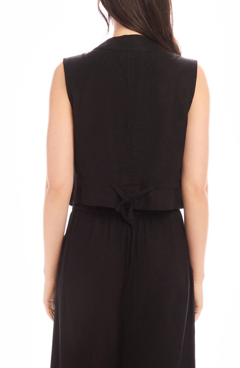 FIFTEEN TWENTY Mira Rope Stitch Detail Linen Blend Vest, Alternate, color, Black/ Cream