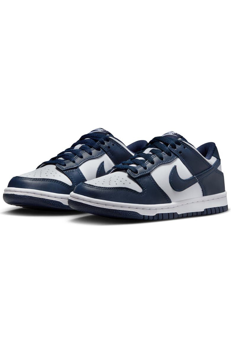 Nike Kids' Dunk Low Basketball Sneaker, Main, color, White/ Midnight Navy/ White
