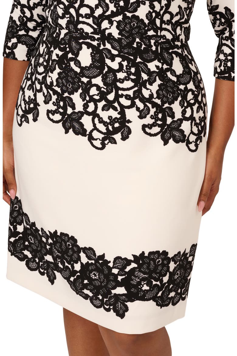 Scroll Lace Sheath Dress, Alternate, color, IVORY/ BLACK