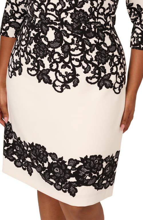 ADRIANNA PAPELL ADRIANNA PAPELL SCROLL LACE SHEATH DRESS