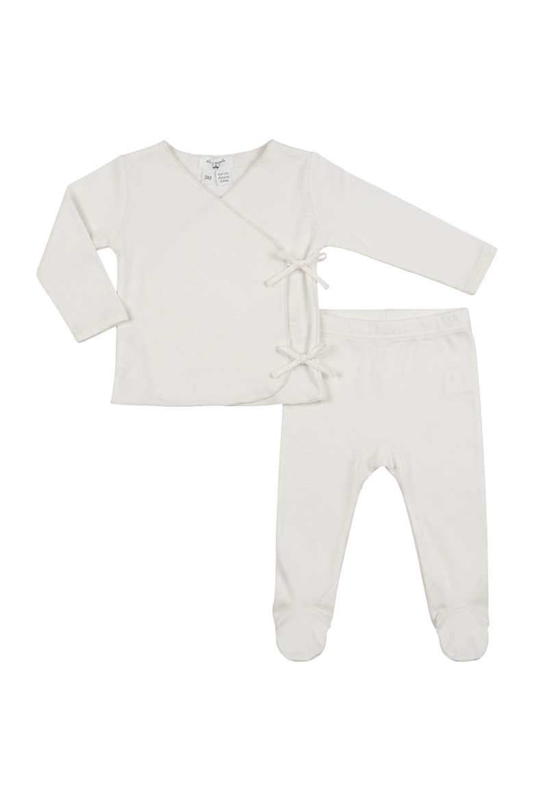 Baby Wrap Set - 2pc Long-Sleeve Top and Leggings, White, Alternate, color, Natural