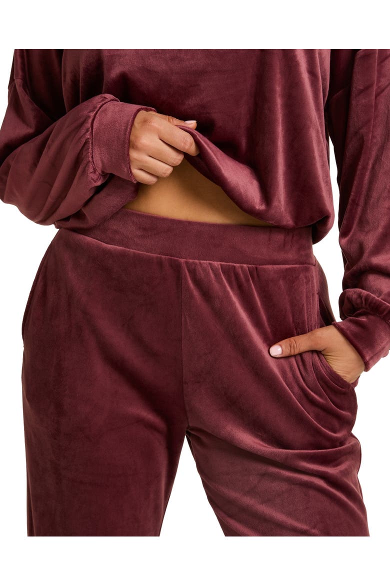 Velvet Long-Sleeve Pyjama Set, Alternate, color, Red Mahogany
