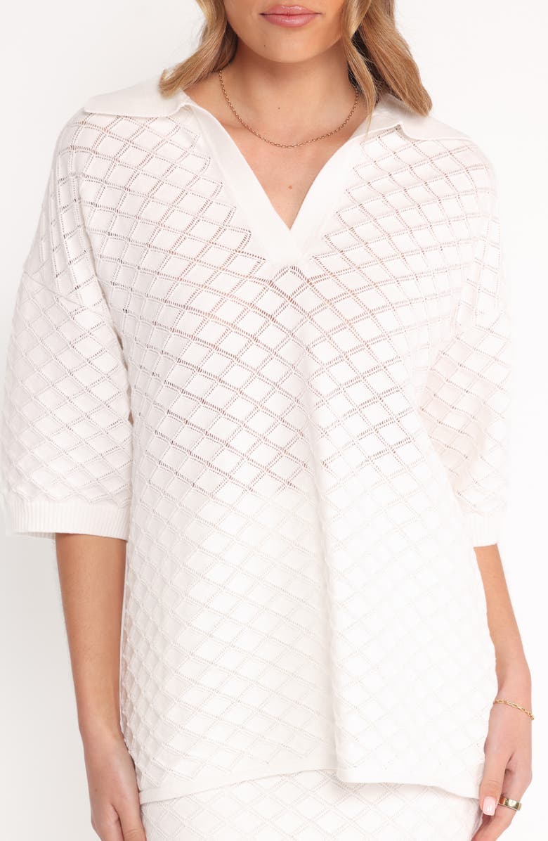 Petal & Pup Meera Pointelle Knit Top, Alternate, color, White