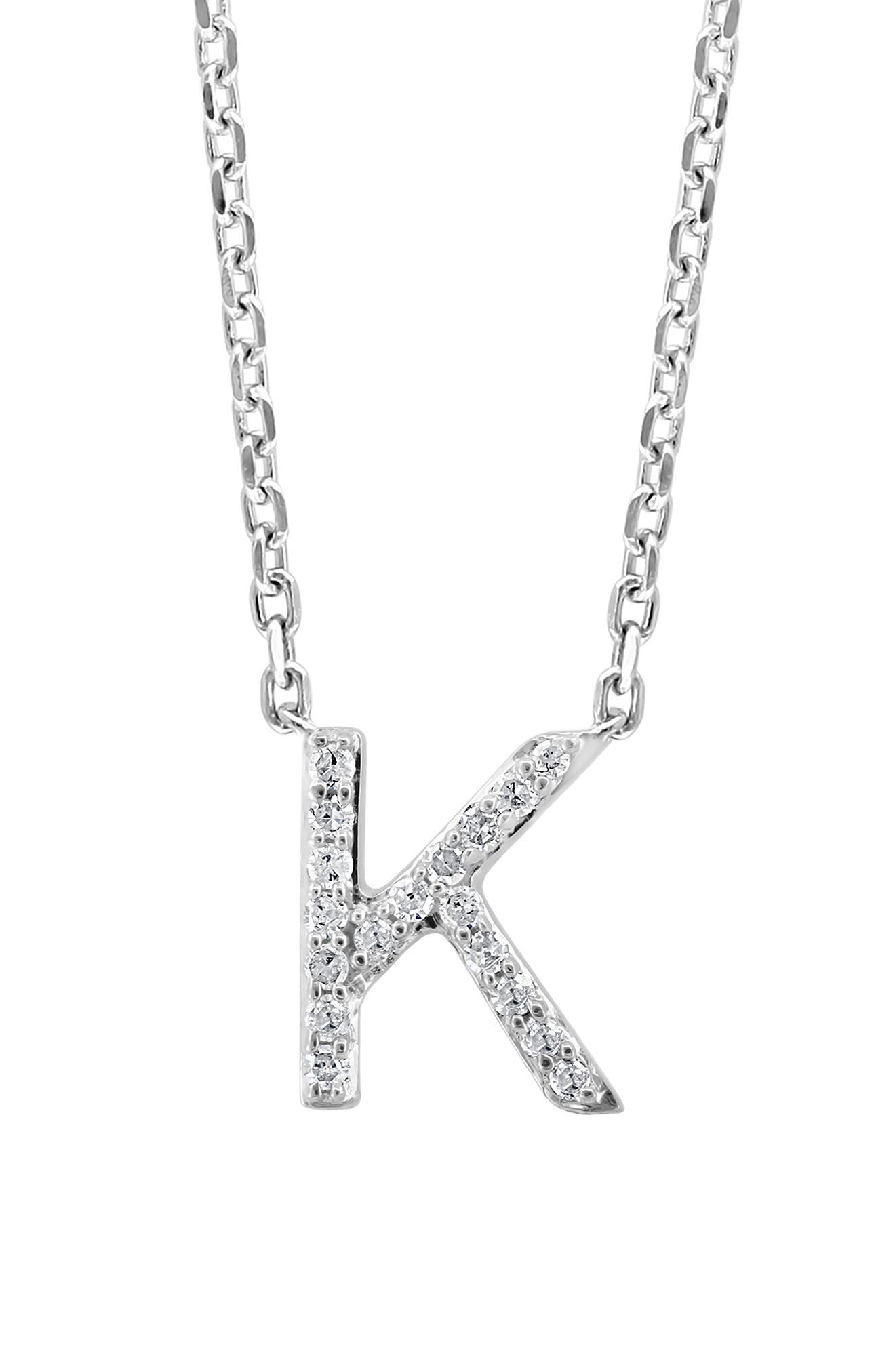 EFFY Sterling Silver Pavé Diamond Initial Pendant Necklace - 0.14 ctw.