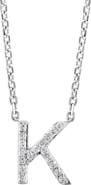 EFFY Sterling Silver Pavé Diamond Initial Pendant Necklace - 0.14 ctw.