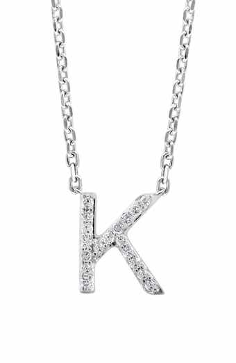 EFFY Sterling Silver Pavé Diamond Initial Pendant Necklace - 0.14 ctw.