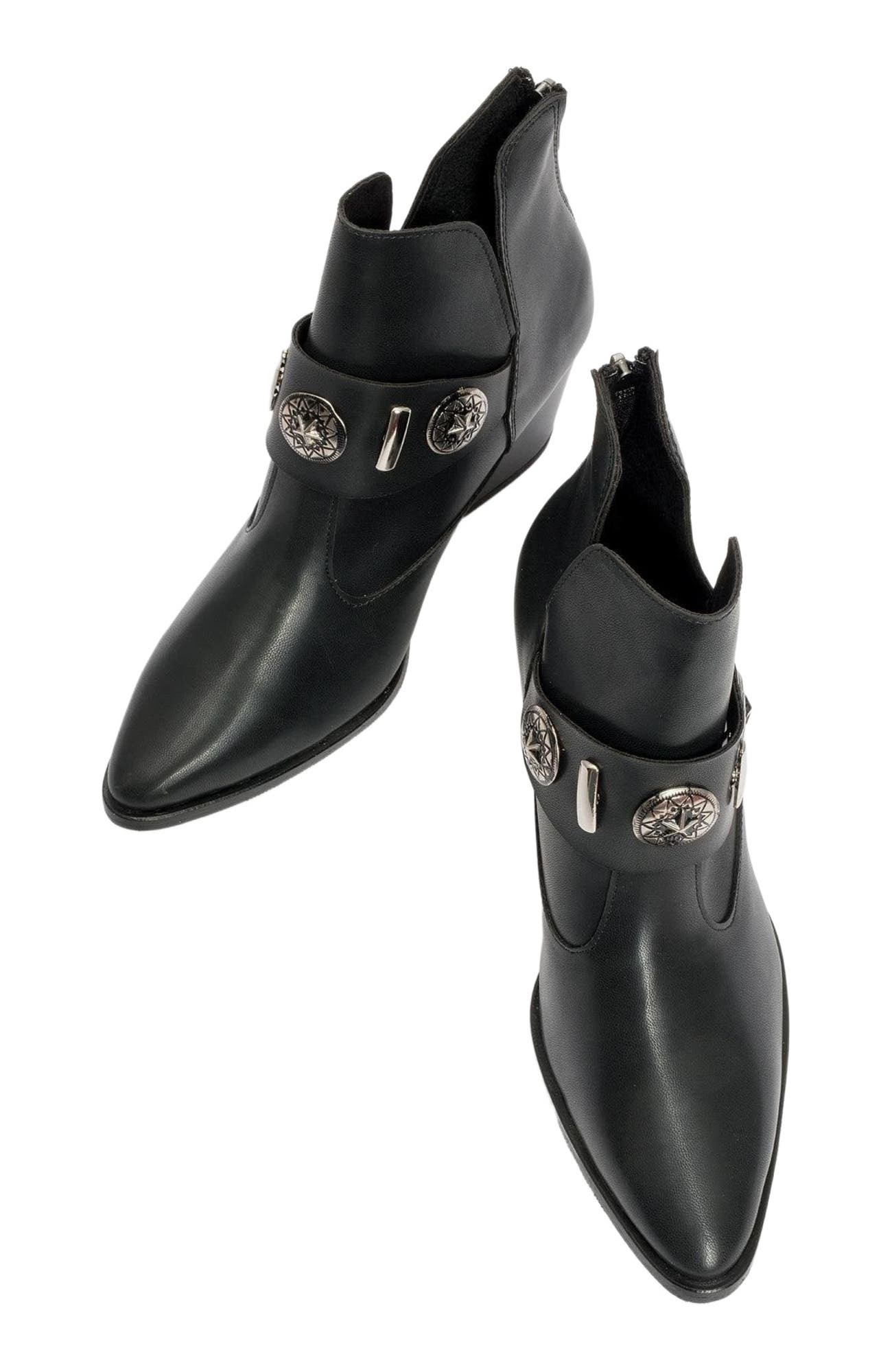 Prologue Shoes Kenda Buckle Block Heel Boot, Alternate, color, Black Faux Leather