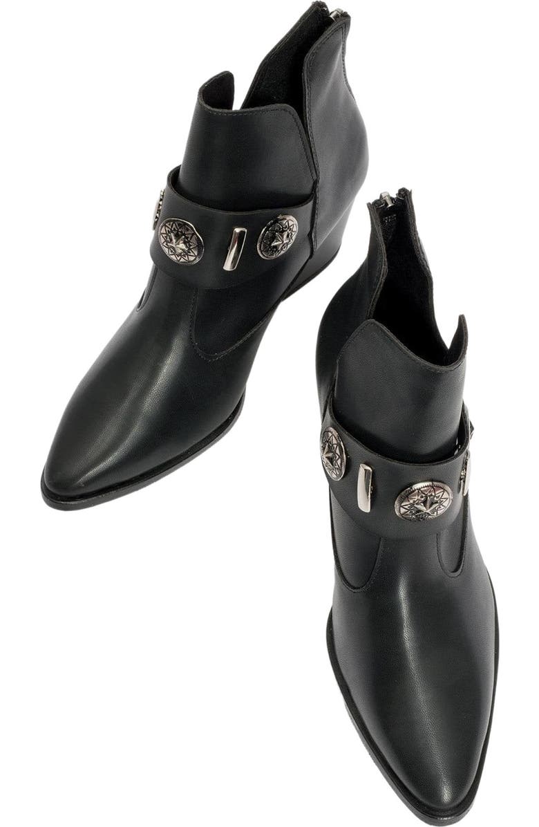 Prologue Shoes Kenda Buckle Block Heel Boot, Alternate, color, Black Faux Leather