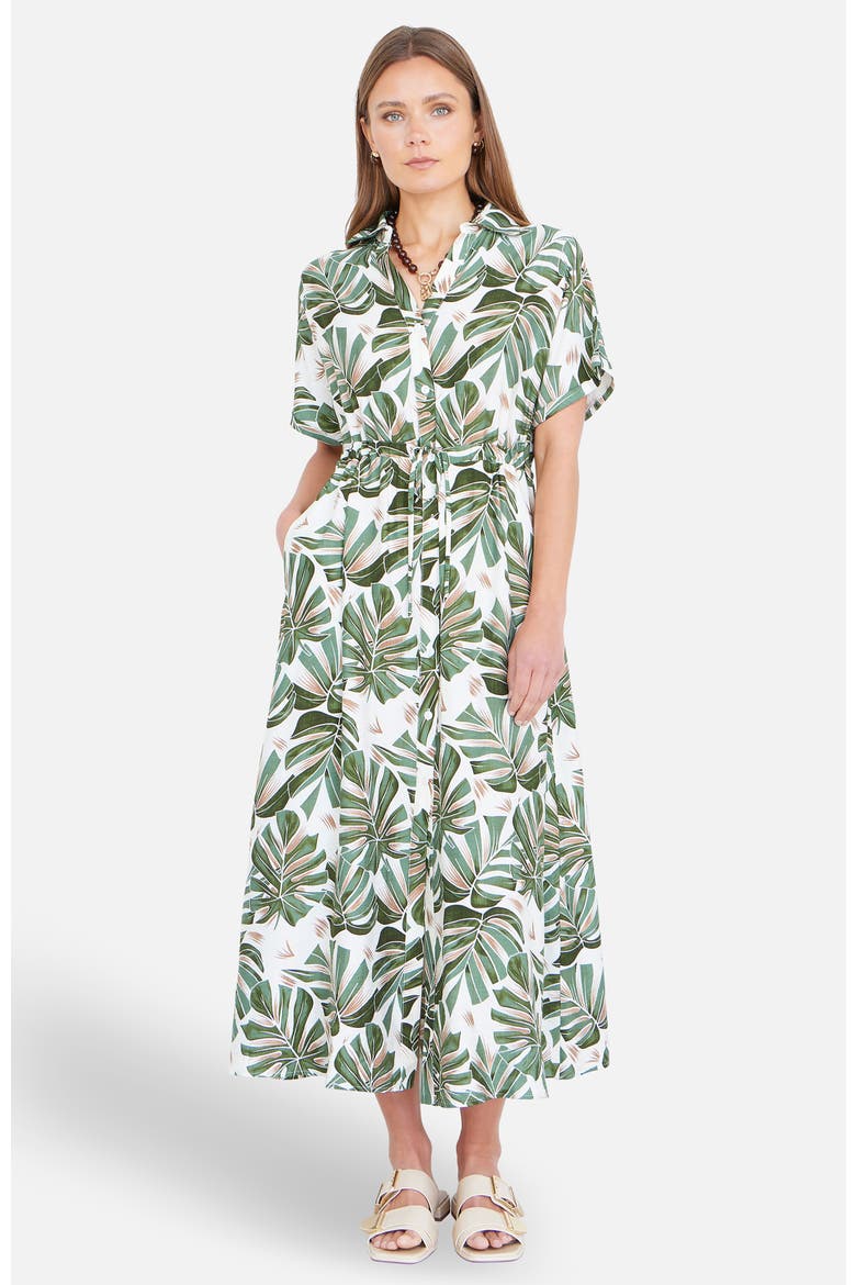 Relaxed Boho Print Maxi Shirt Dress, Alternate, color, Green
