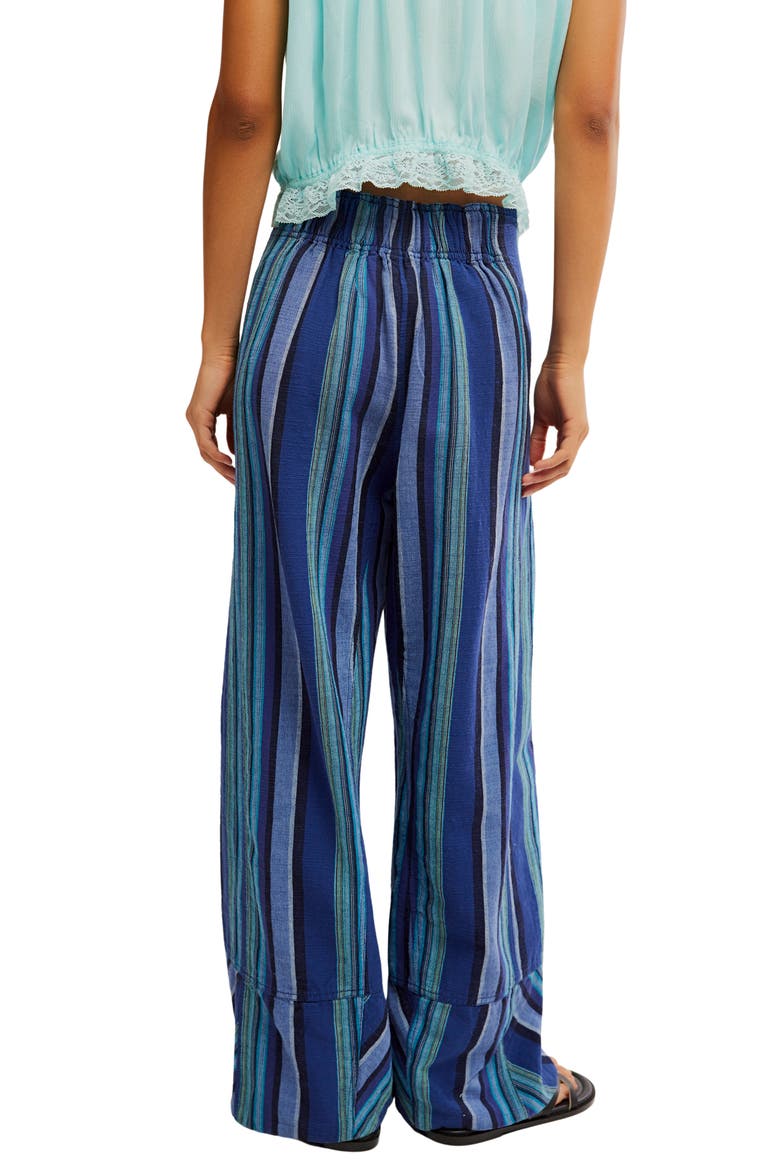 Days End Stripe Wide Leg Linen Pants, Alternate, color, NAVY COMBO