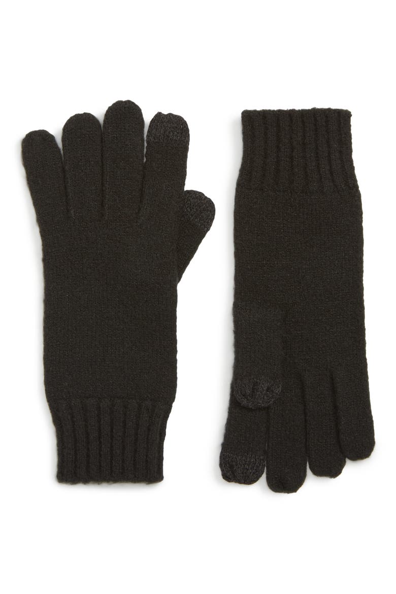 Knit Tech Gloves, Main, color, BLACK