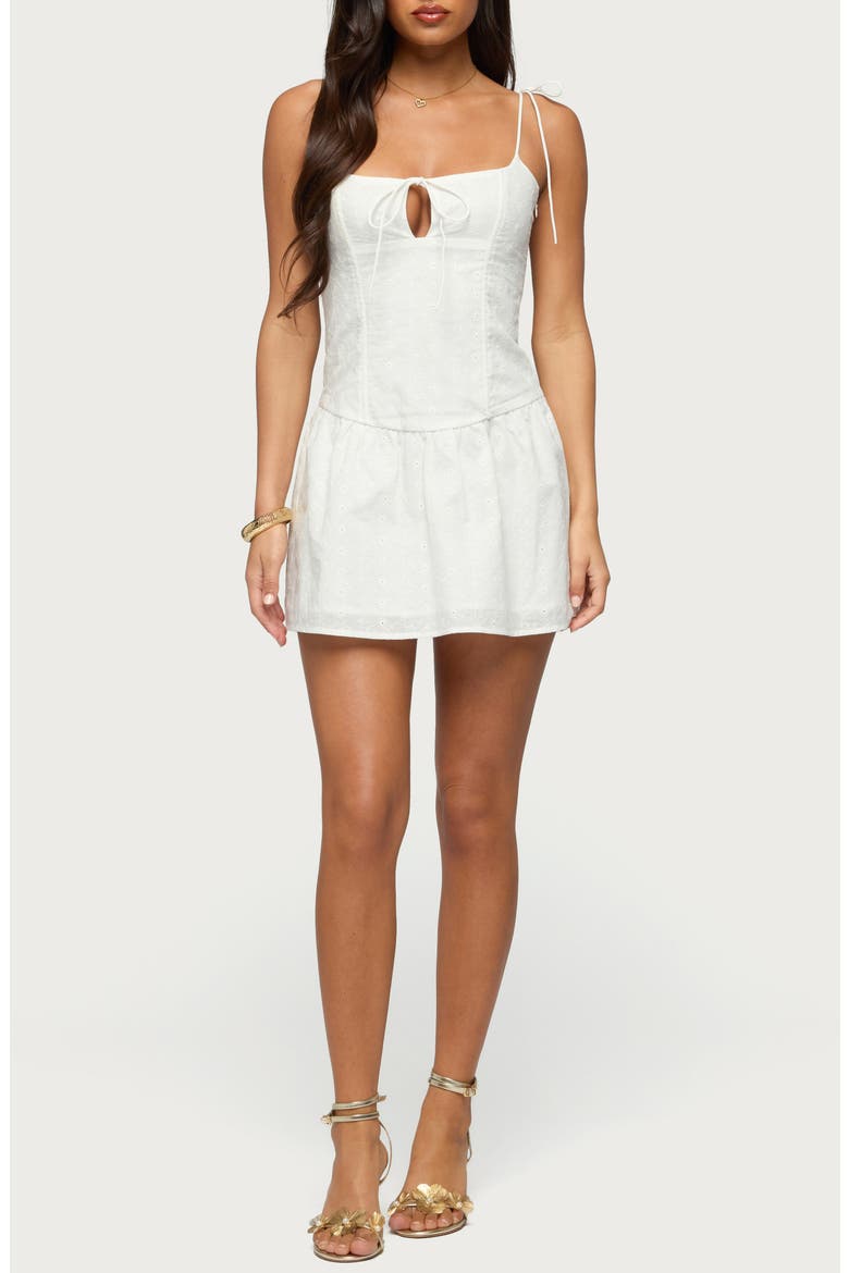 Kaira Boned Minidress, Main, color, WHITE