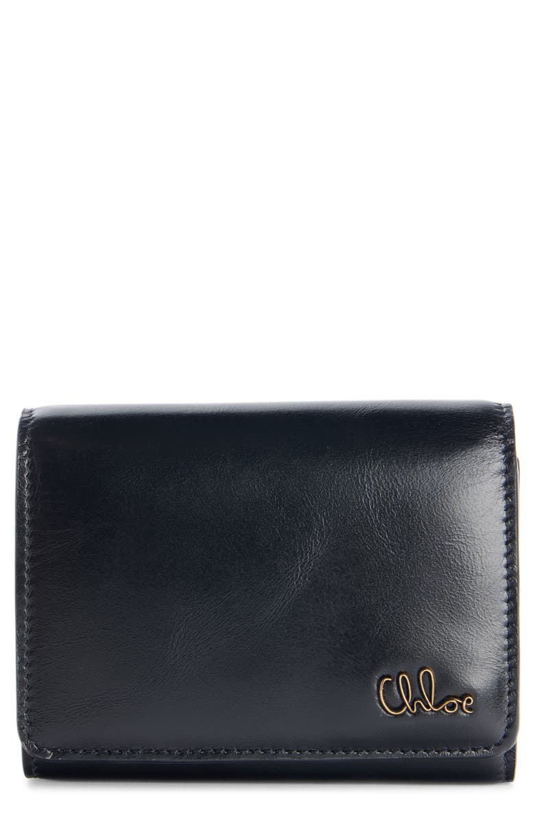 Chloé Iconic Leather Trifold Wallet, Main, color, Black