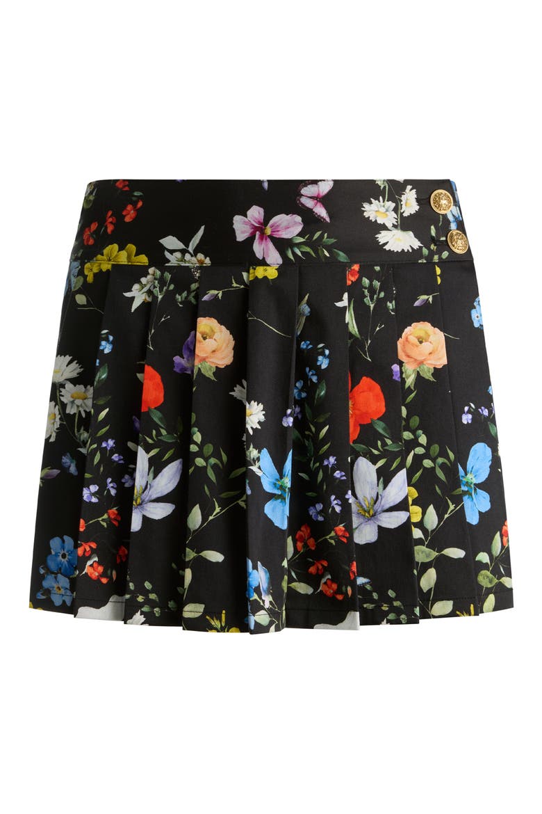 Noah Floral Pleated Miniskirt, Alternate, color, TWIST BLACK