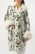 Joseph Ribkoff Faux Fur Trim Feather Yarn Coat