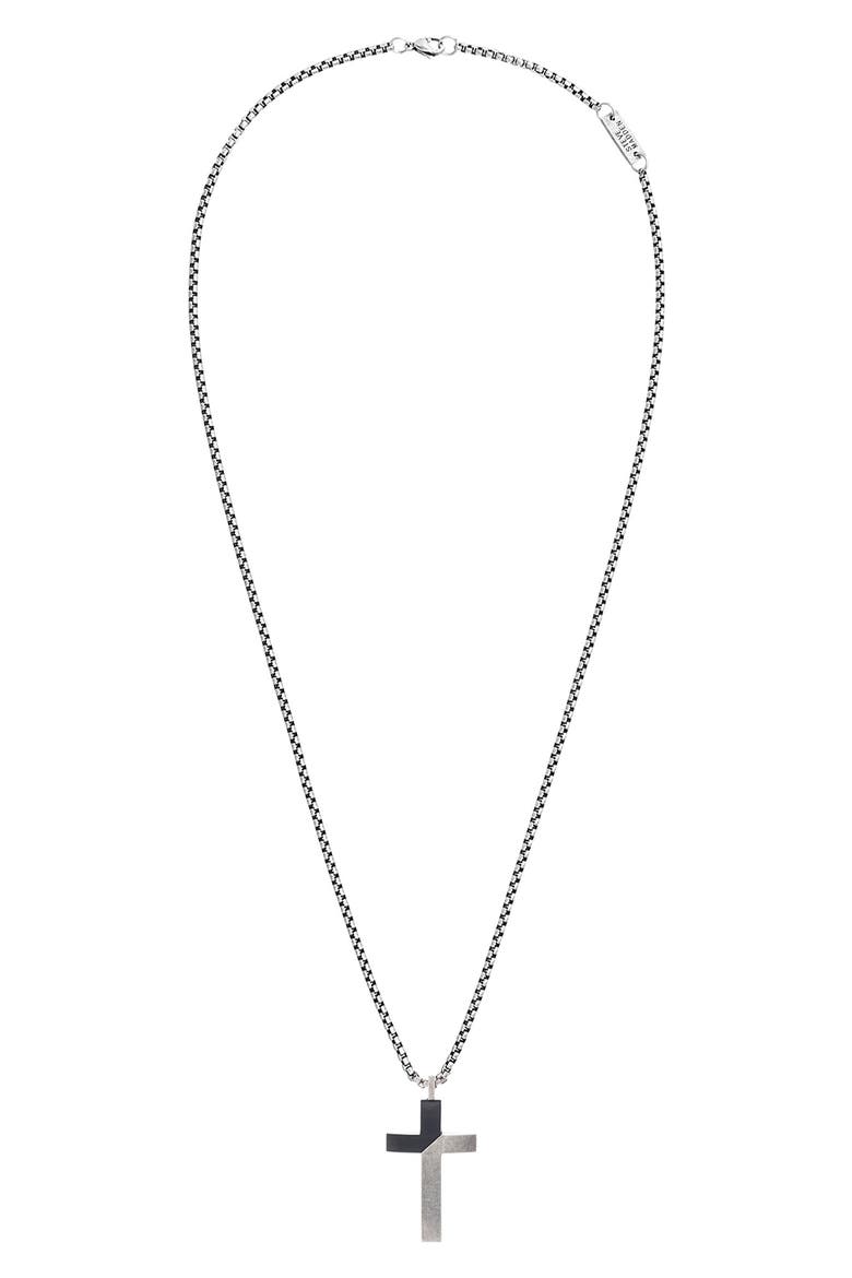 Cross Pendant Necklace, Main, color, BLACK/ SILVER