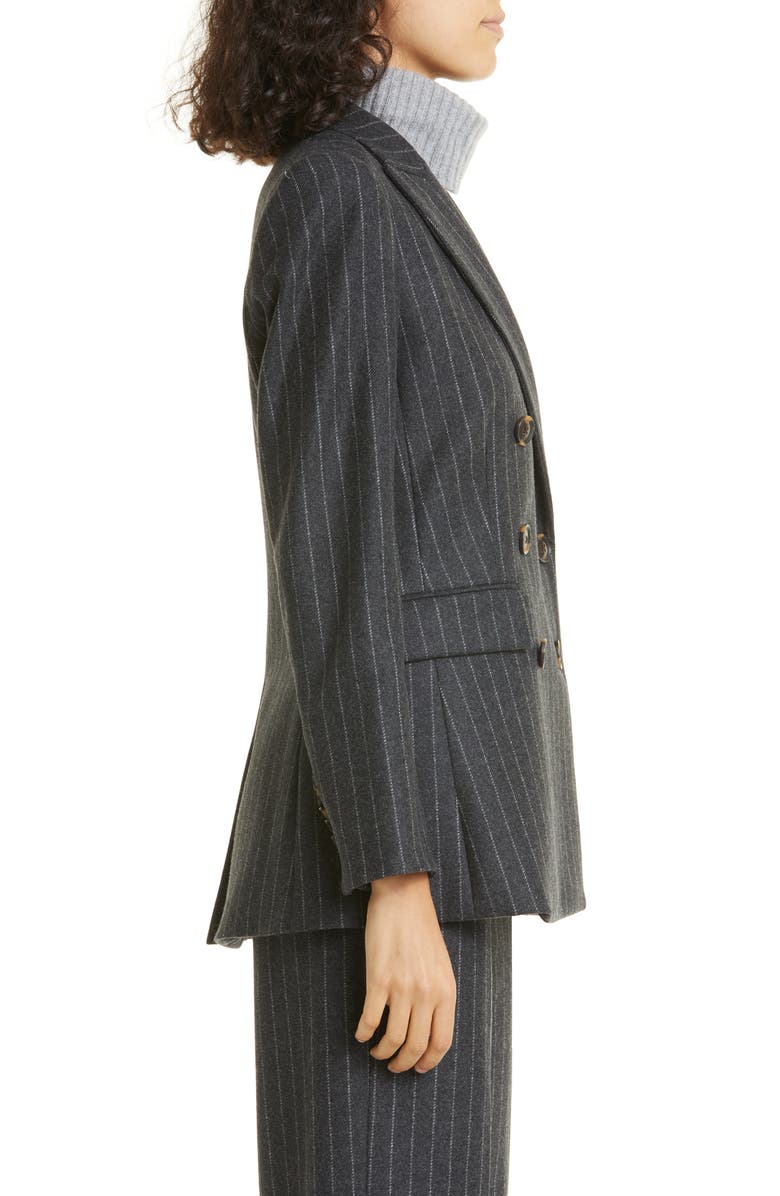 Veronica Beard Ellette Chalk Stripe Stretch Wool Dickey Jacket, Alternate, color,