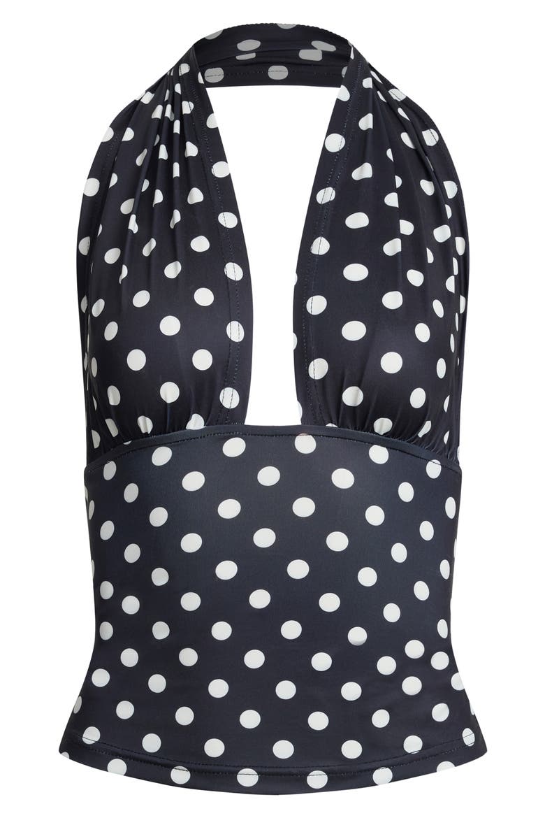 Safari Halter Top, Alternate, color, NOIR POLKA