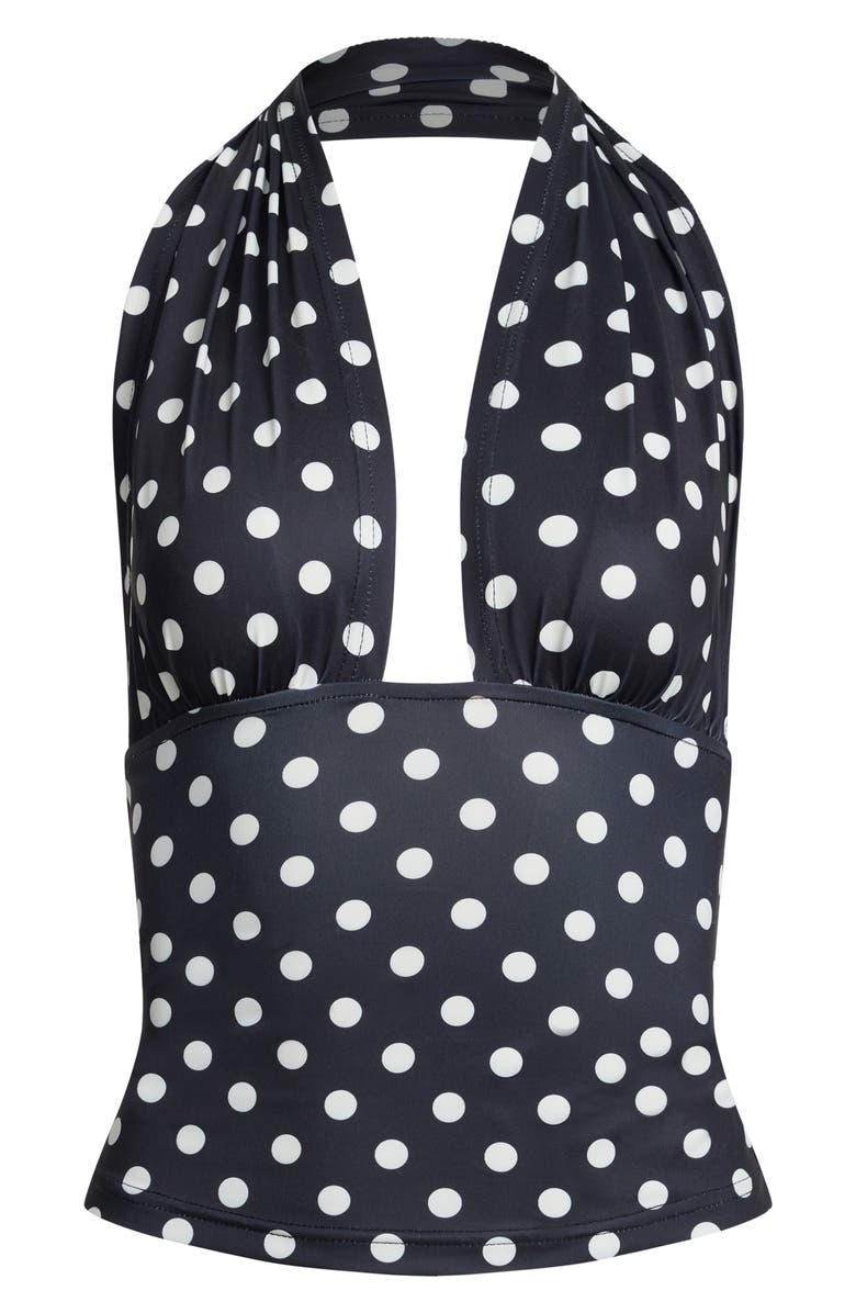 LIONESS Safari Halter Top, Alternate, color, Noir Polka