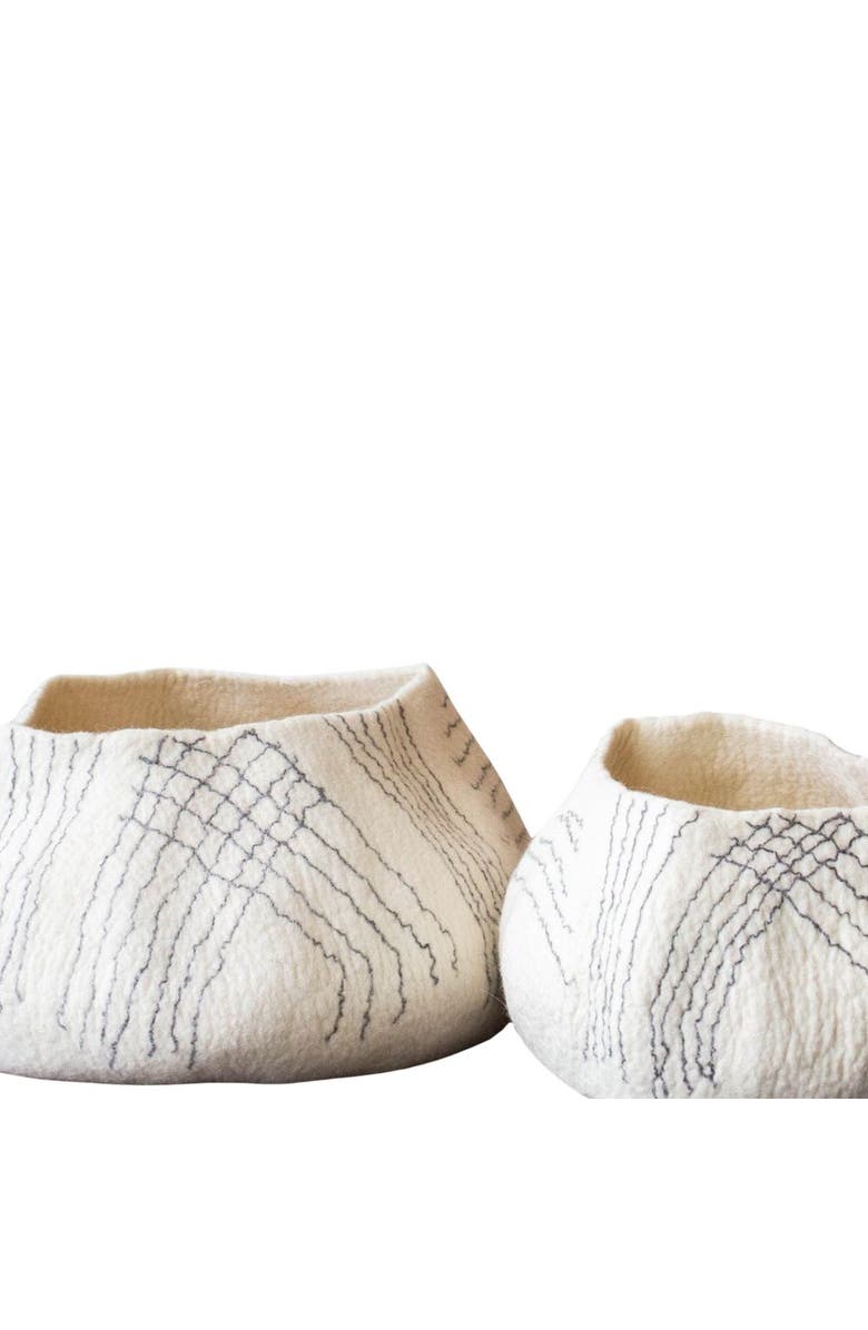 kanju Interiors White Ghana Wool Linear Basket, Main, color, White - Large