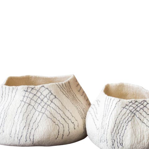 White Ghana Wool Linear Basket