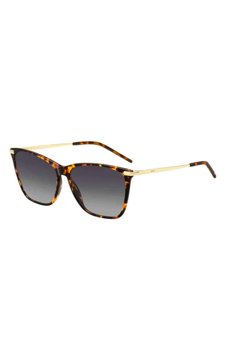 BOSS 58mm Square Sunglasses, Alternate, color, Brown/ Gold