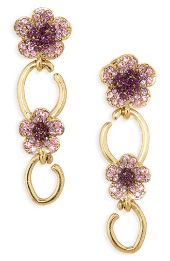 Oscar De La Renta Crystal Flower O Drop Earrings In Pink