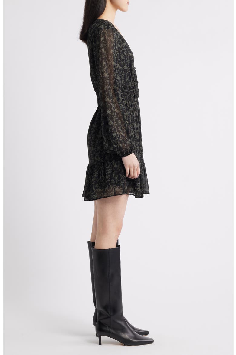 Brasserie Long Sleeve Minidress, Alternate, color, BLACK/ ALOE