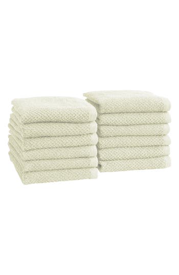 Woven & Weft Set Of 12 Textured Washcloths In Ivory