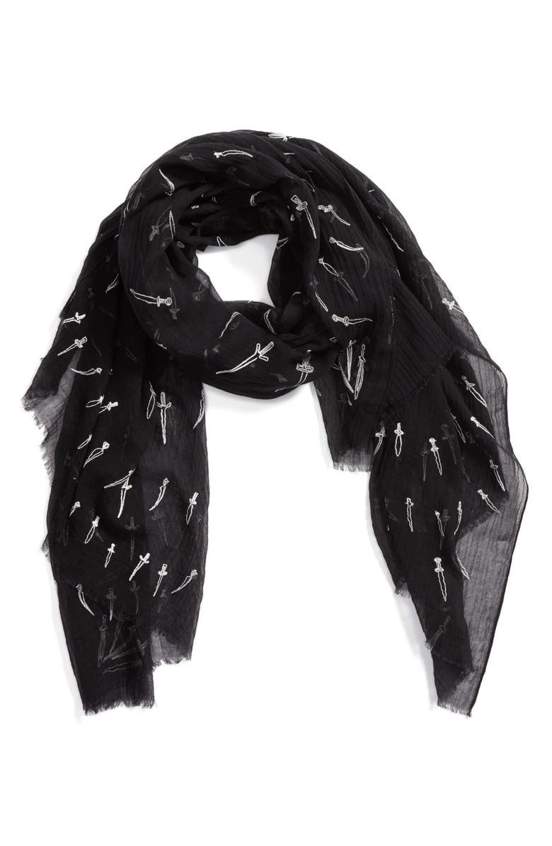 rag & bone Embroidered Dagger Scarf, Main, color,