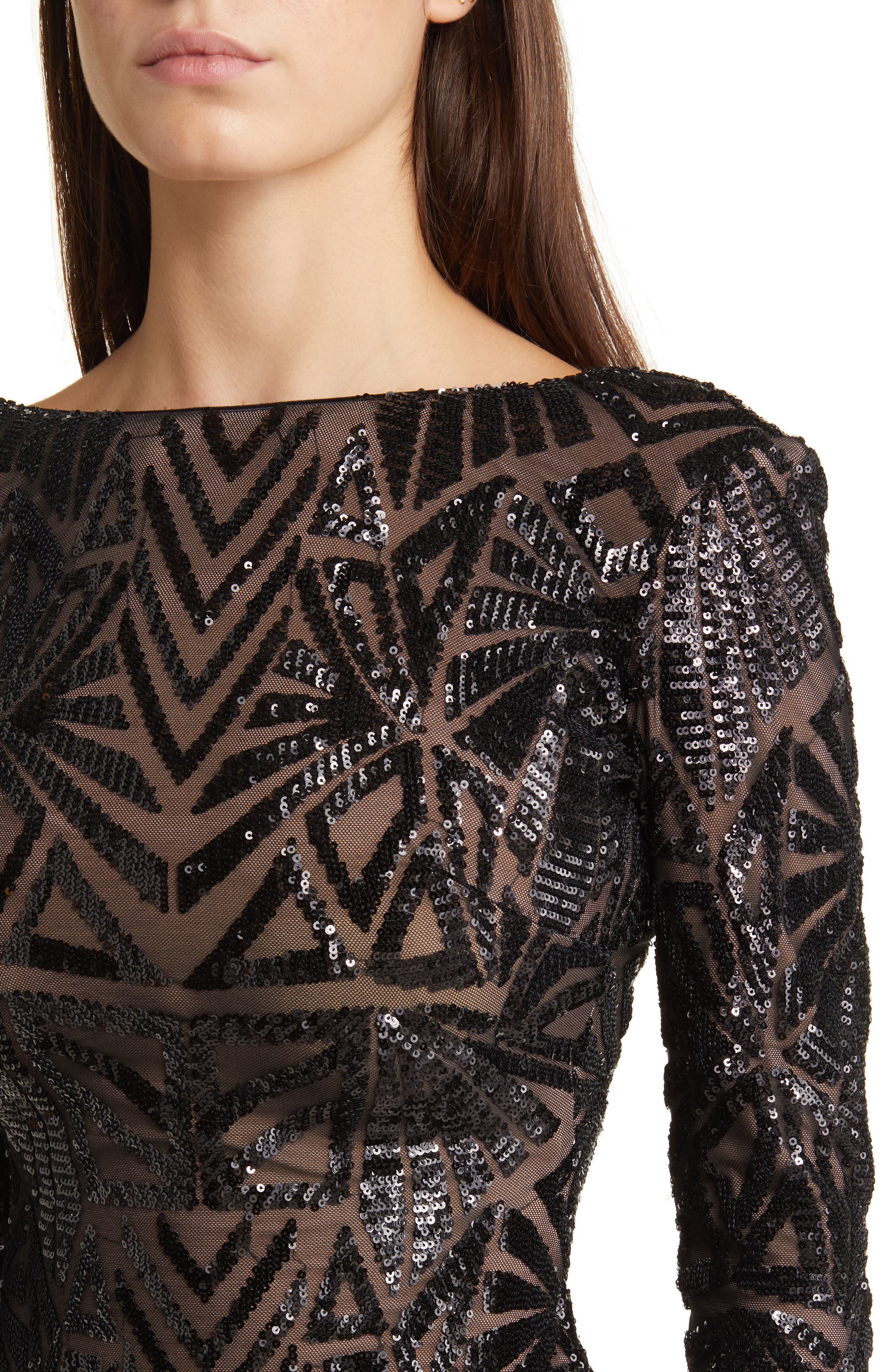 Emery Long Sleeve Sequin Cocktail Dress