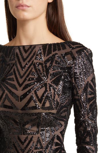 Emery Long Sleeve Sequin Cocktail Dress