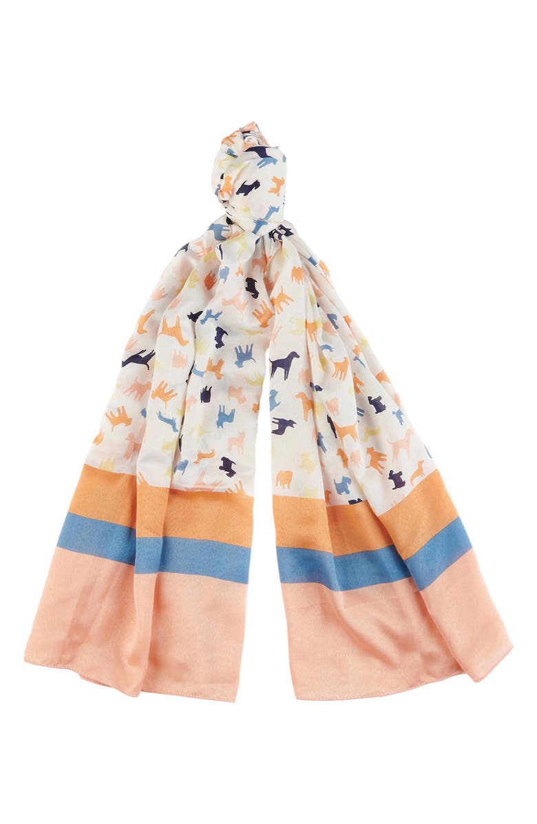 Barbour Dog Print & Stripe Long Scarf, Main, color, 