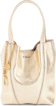 Chloé Small Spin Metallic Leather Tote