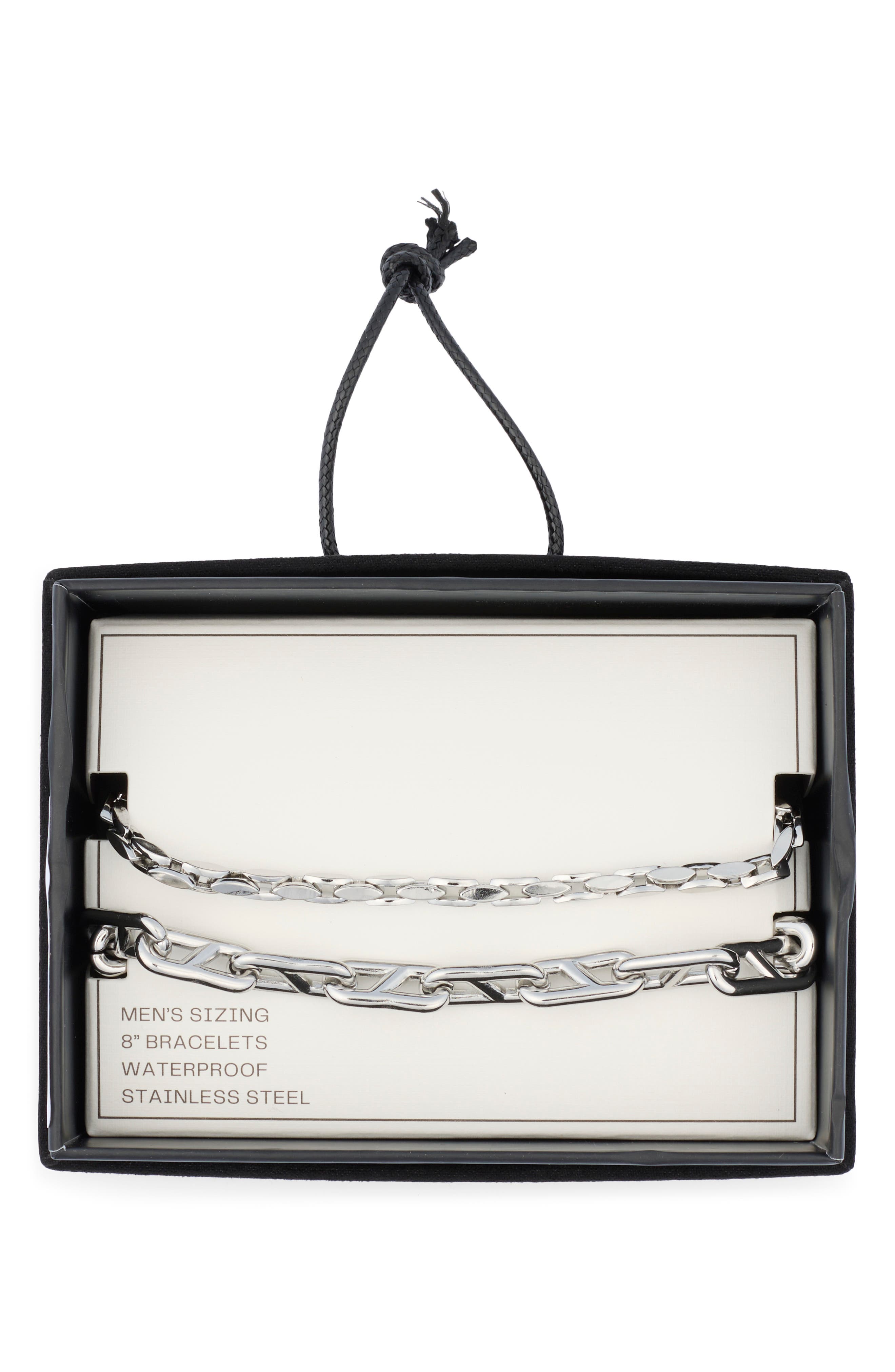 NORDSTROM RACK Men's 2-Pack Stainless Steel Chain Link Bracelets