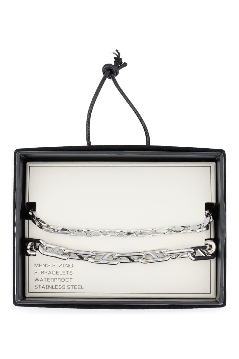 Men's 2-Pack Stainless Steel Chain Link Bracelets, Main, color, STAINLESS