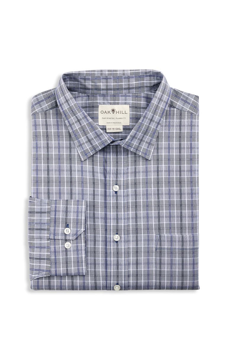 Oak Hill by DXL Big & Tall Medium Plaid Performance Dress Shirt, Main, color, Blue