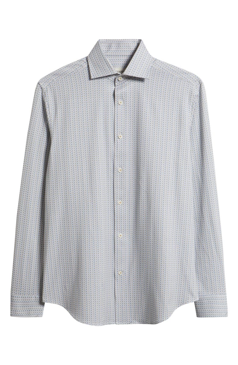 Bugatchi Devon OoohCotton<sup>®</sup> Geometric Print Long Sleeve Button-Up Shirt, Main, color, Sand