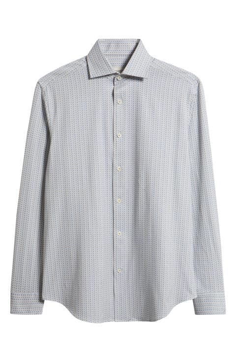 Devon OoohCotton® Geometric Print Long Sleeve Button-Up Shirt