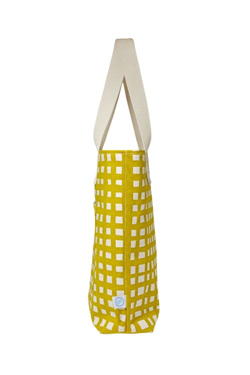 Dance Happy Grid Carry All Tote Bag In Golden Flax