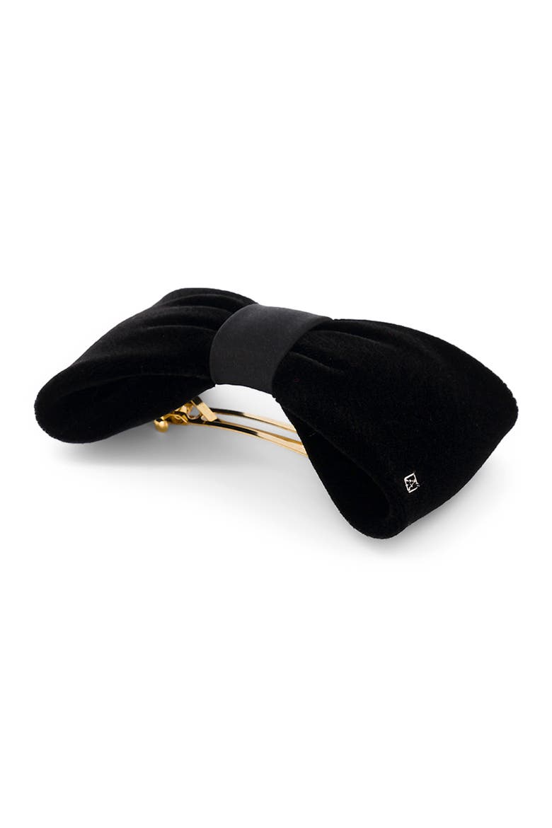Josephine Velvet Bow Barette, Alternate, color, Black