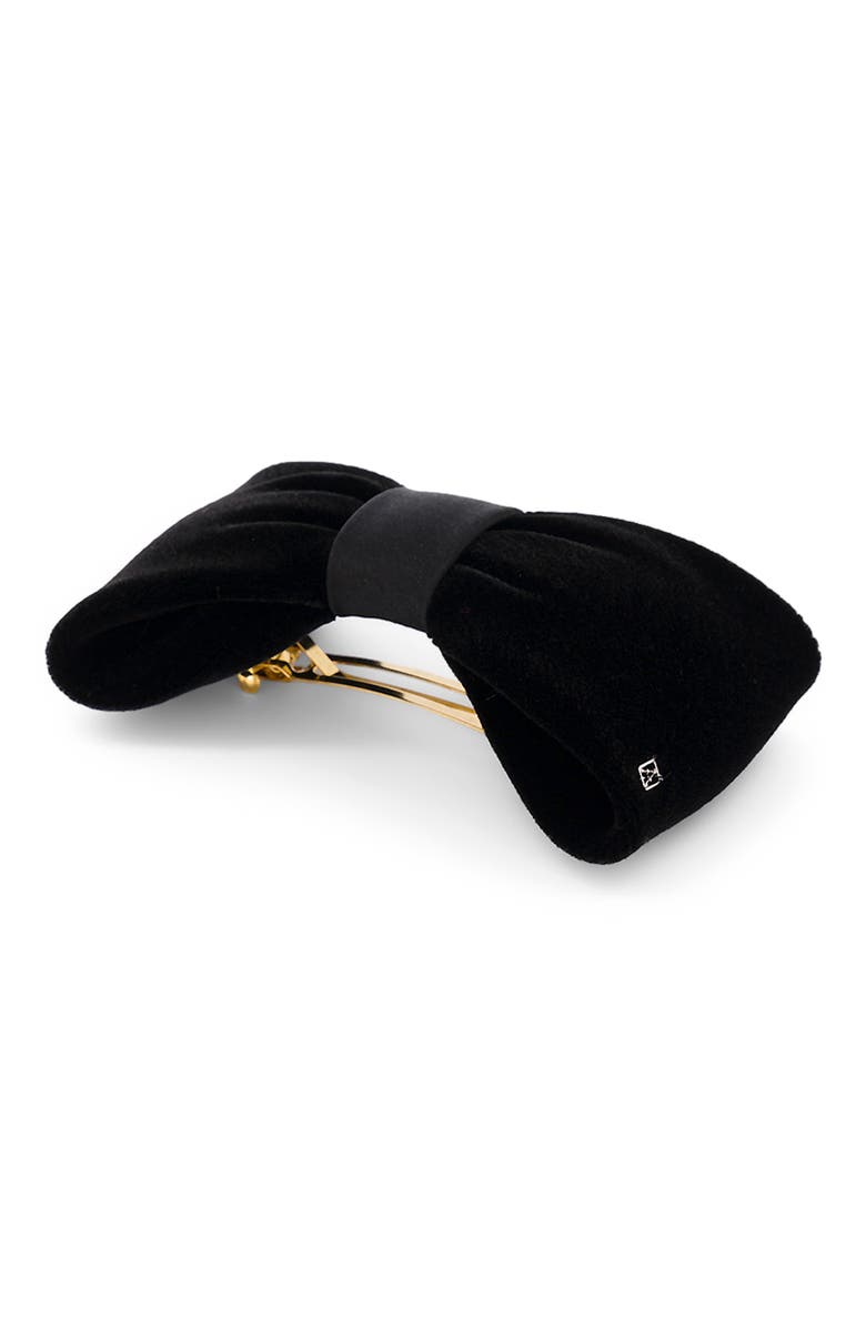 Alexandre de Paris Josephine Velvet Bow Barette, Alternate, color, Black