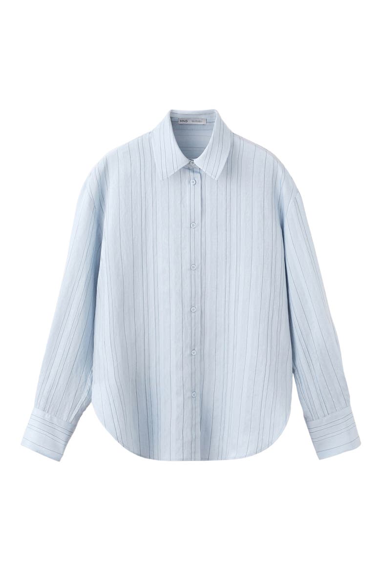 Oversize Stripe Button-Up Shirt, Alternate, color, BLUE